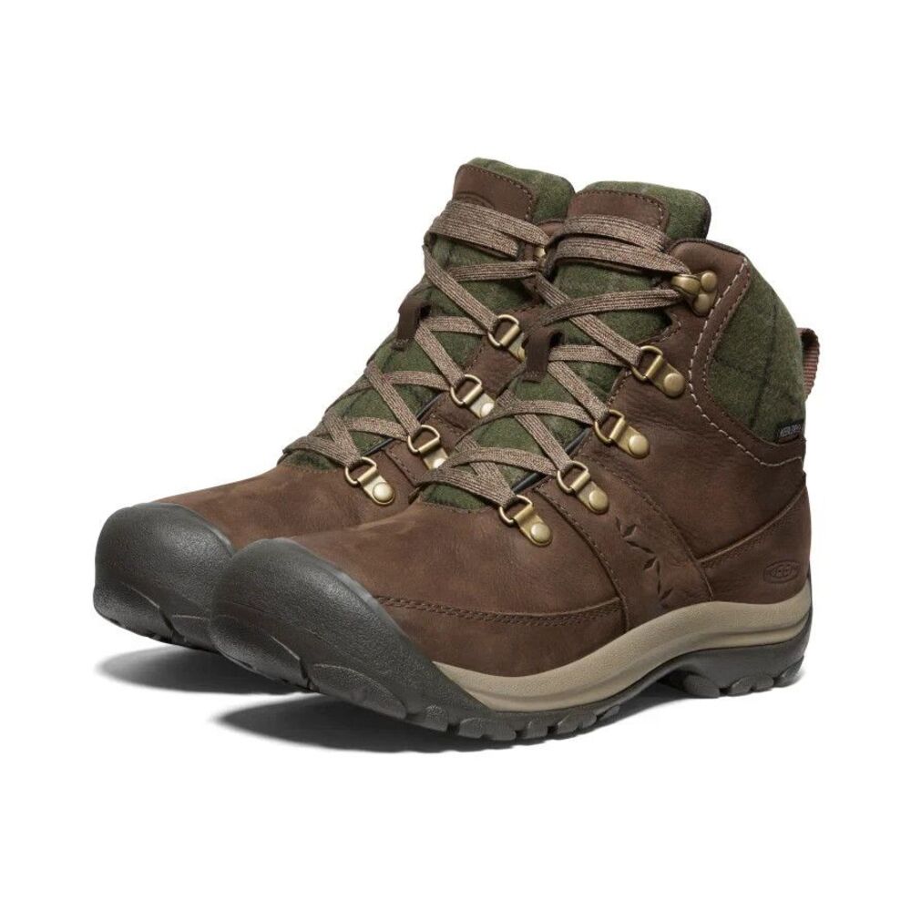 Keen Women's Kaci III‎ Dark Earth/Green Plaid Waterproof Winter Boots 10